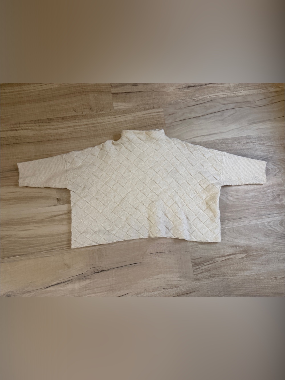 Cream Quilted Knit Sweater